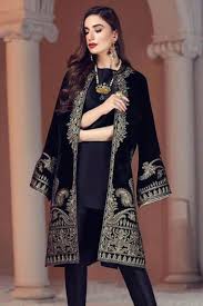 MariaB-Black Color Embroidered Velvet two piece Winter Collection Unstiched