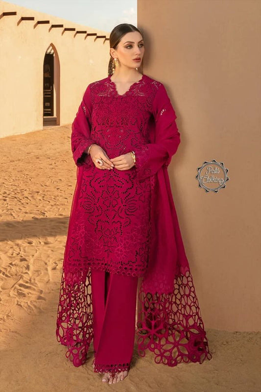 RangRasiya - 3PC Chickenkari Lawn Shirt And Printed Dupatta With Trouser