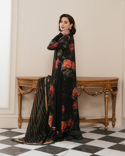 Lulusar NC-502 3PC shamoz silk shirt & trouser with pure organza dupatta Unstiched
