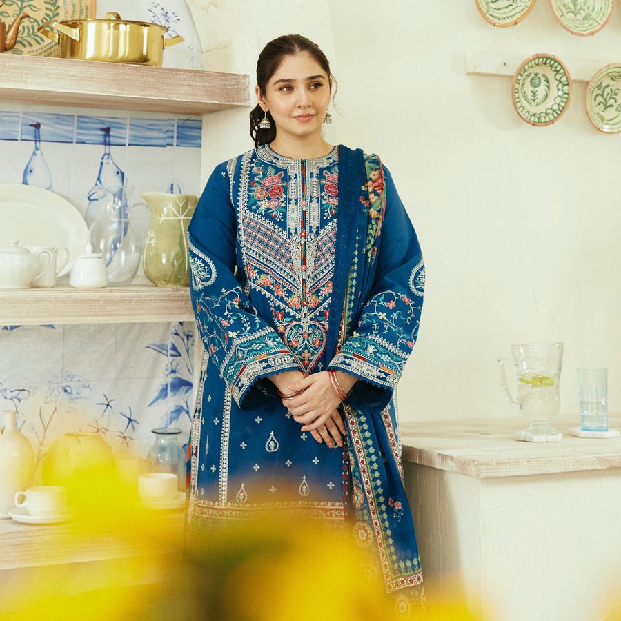 ZARA SHAHJAHAN - 3PC EMBROIDERED LAWN SHIRT AND PRINTED DUPPATA WITH EMBROIDERED TROUSER
