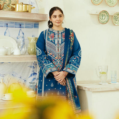ZARA SHAHJAHAN - 3PC EMBROIDERED LAWN SHIRT AND PRINTED DUPPATA WITH EMBROIDERED TROUSER