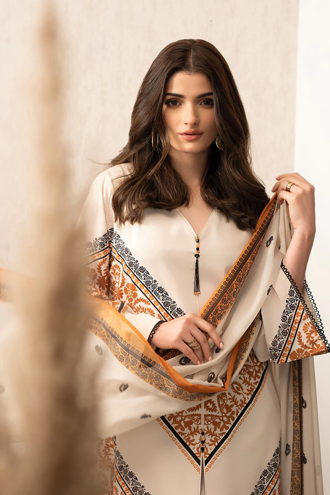 Lulusar NC-501 3PC Shamoz silk printed shirt & trouser with pure organza dupatta Unstiched