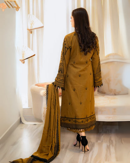 Maria.B embroidered dhanak shirt & trouser with Shawl dhanak embroidered Unstiched