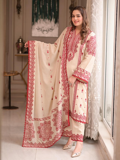 ANEELA'S EMBROIDERED DHANAK 3PC UNSTICHED