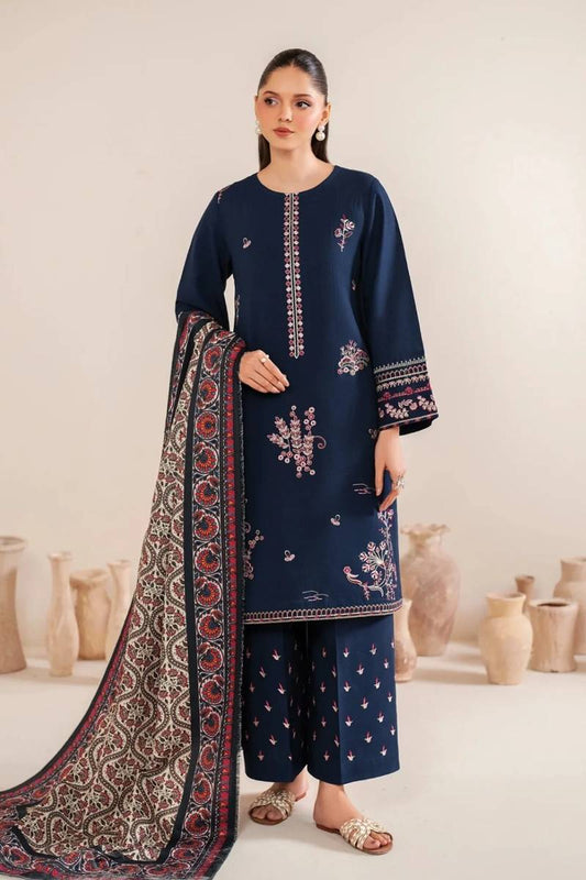 Garnet Embroidered Dhanak Three Piece ameema Unstiched