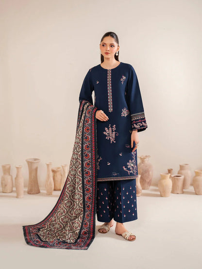 Garnet Embroidered Dhanak Three Piece ameema Unstiched