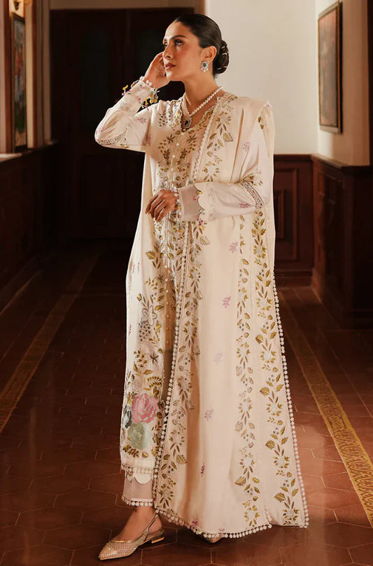 Maria.B-3PC embroidered dhanak shirt & toruser with dhanak embroidered shawl Unstiched