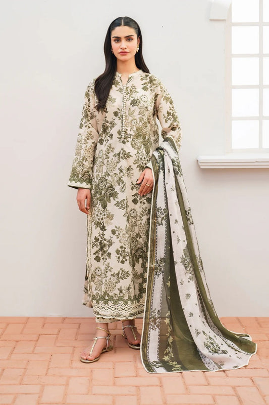 Baroque Three piece printed karandi Unstiched