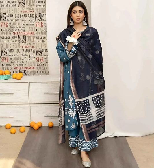 MARIA.B EMBROIDERED LAWN 3PC UNSTICHED