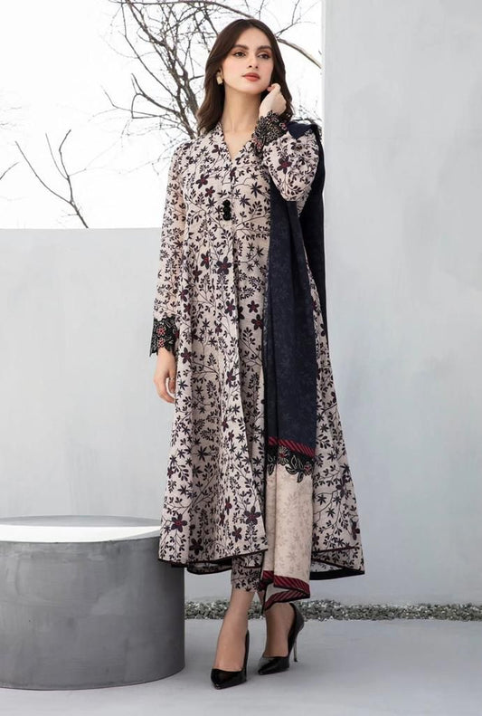 URGE-3PC printed Karandi shirt & trouser with dupatta Unstiched