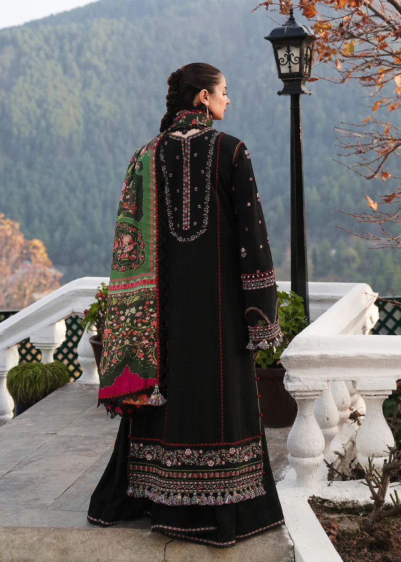 HUSSAIN REHAN-Embroidered three peice suite with patches embroidred & printed wool shawl Unstiched