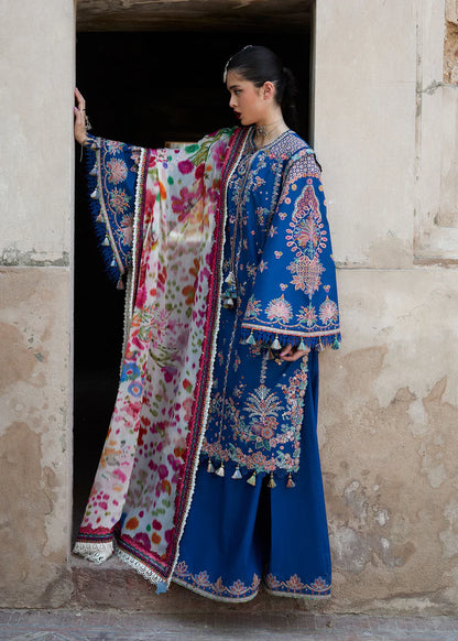 Barouqe-3pc Embroidered Dhanak shirt & trouser with printed wool shawl Unstiched