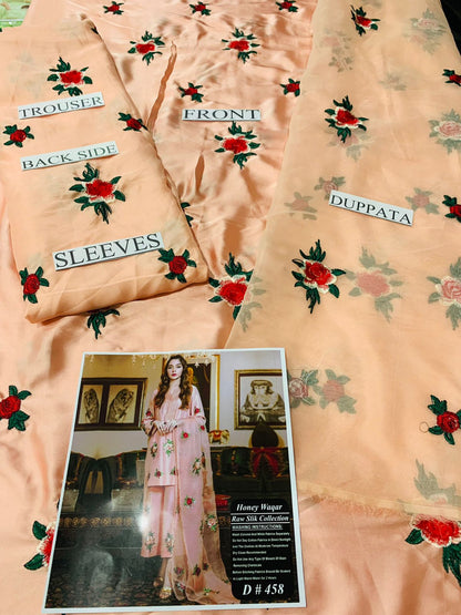Fcs-01 Embroidered Airjet Viscous Silk Three Piece Unstiched