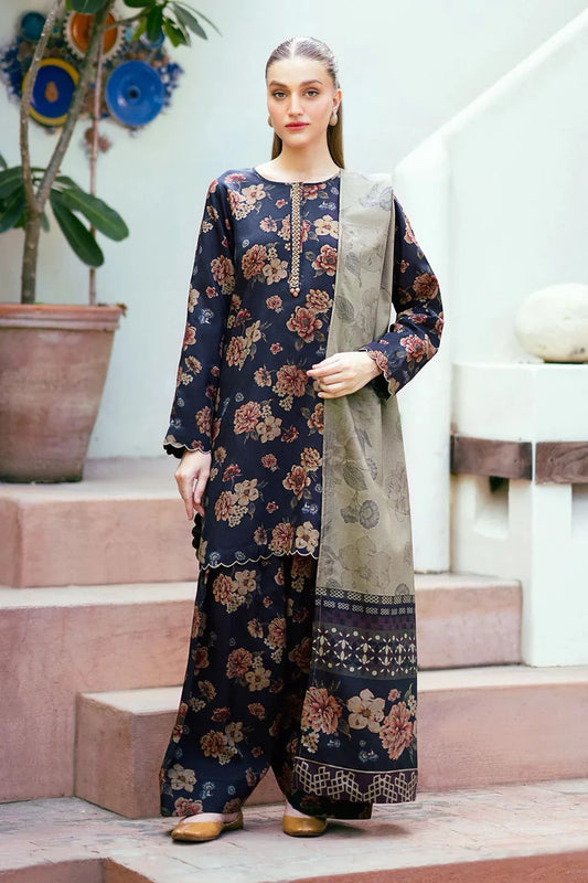 BATIK-3PC printed lawn shirt & trouser with voil dupatta