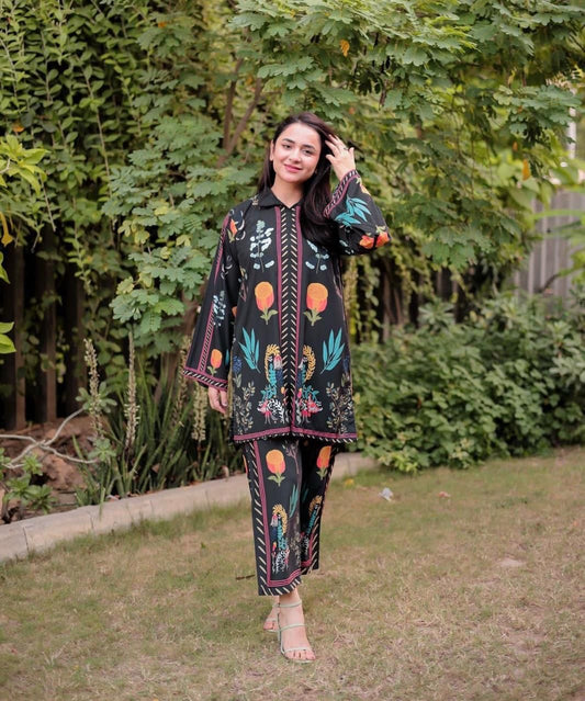 GulAhmed NC-513 2PC Shamoz silk shirt & trouser Unstiched