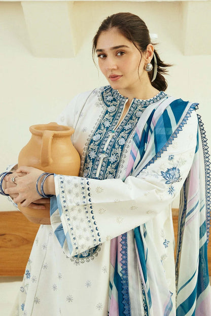 Zara Shahjahan - 3PC EMBROIDERED LAWN SHIRT AND PRINTED DUPPATA WITH TROUSER