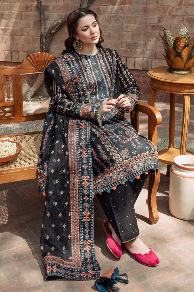 JAZMIN-Ebroidered three piece suite and sleeves embroidered & embroidered dhanak shawl unstiched