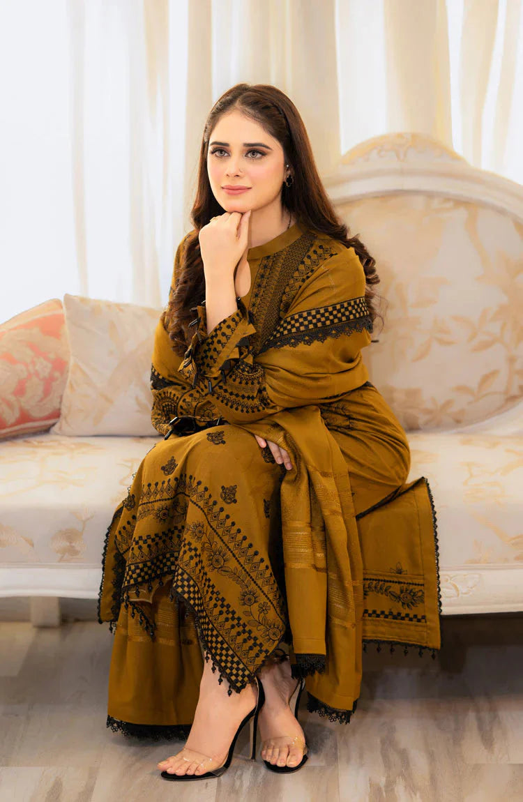 Maria.B embroidered dhanak shirt & trouser with Shawl dhanak embroidered Unstiched