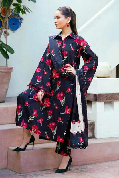 Maria.B Three piece printed Silk Unstiched