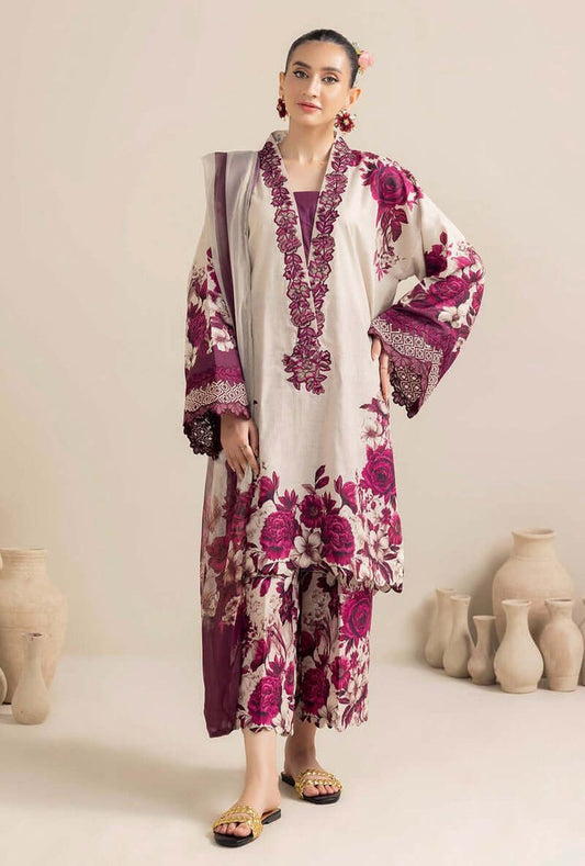Maria.B - 3PC Silk Shirt And Printed Tissue silk Dupatta With Trouser