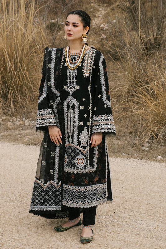 QALAMKAR-Embroidered three piece suite and sleeves embroidered & dhanak embroidered shawl