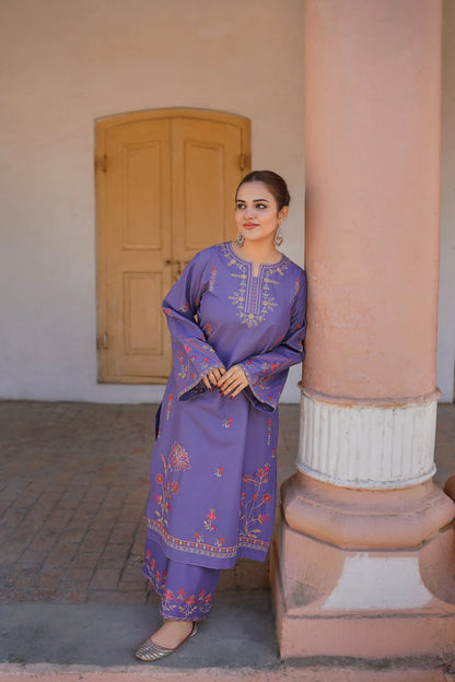 2PC DHANAK EMBROIDERE UNSTICHED - JAZMIN