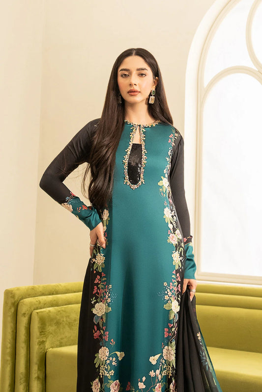 Lulusar NC-503 3PC shamoz silk shirt & trouser with pure organza dupatta Unstiched