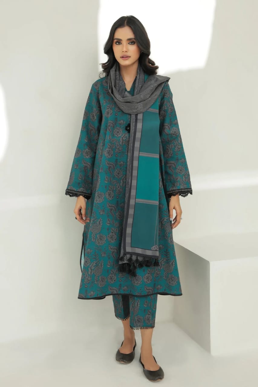 Maria.B Three piece printed karandi Untiched