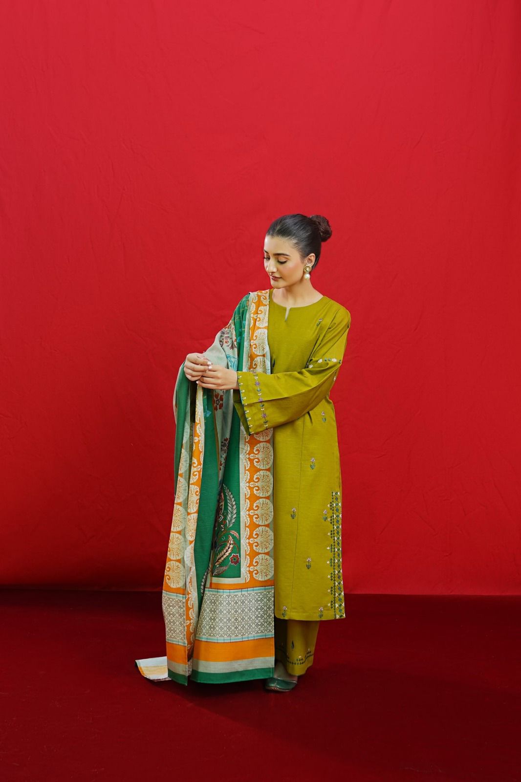 Lawn Yellow & Green dress