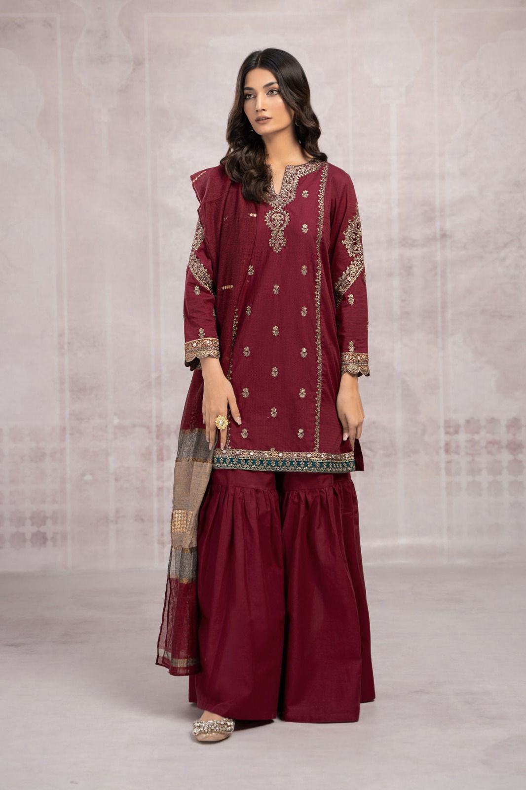 NAYYAB - 3PC Lawn Embroidered Shirt With Printed Dupatta