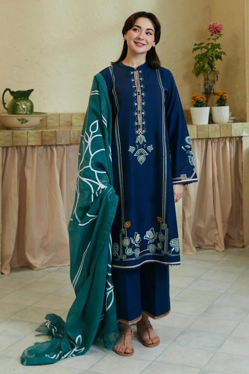 ZARA SHAHJAHAN - 3PC EMBROIDERED LAWN SUIT PRINTED DUPPATA