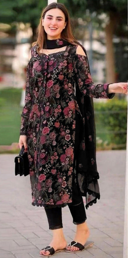 Bareeze - 3PC EMBROIDERED LAWN SHIRT AND EMBROIDERED DUPPATA WITH DYED TROUSER