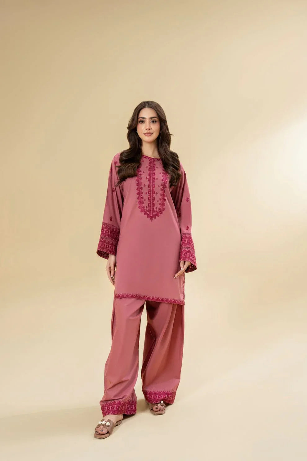 2PC DHANAK UNSTICHED EMBROIDERED - MAHNUR