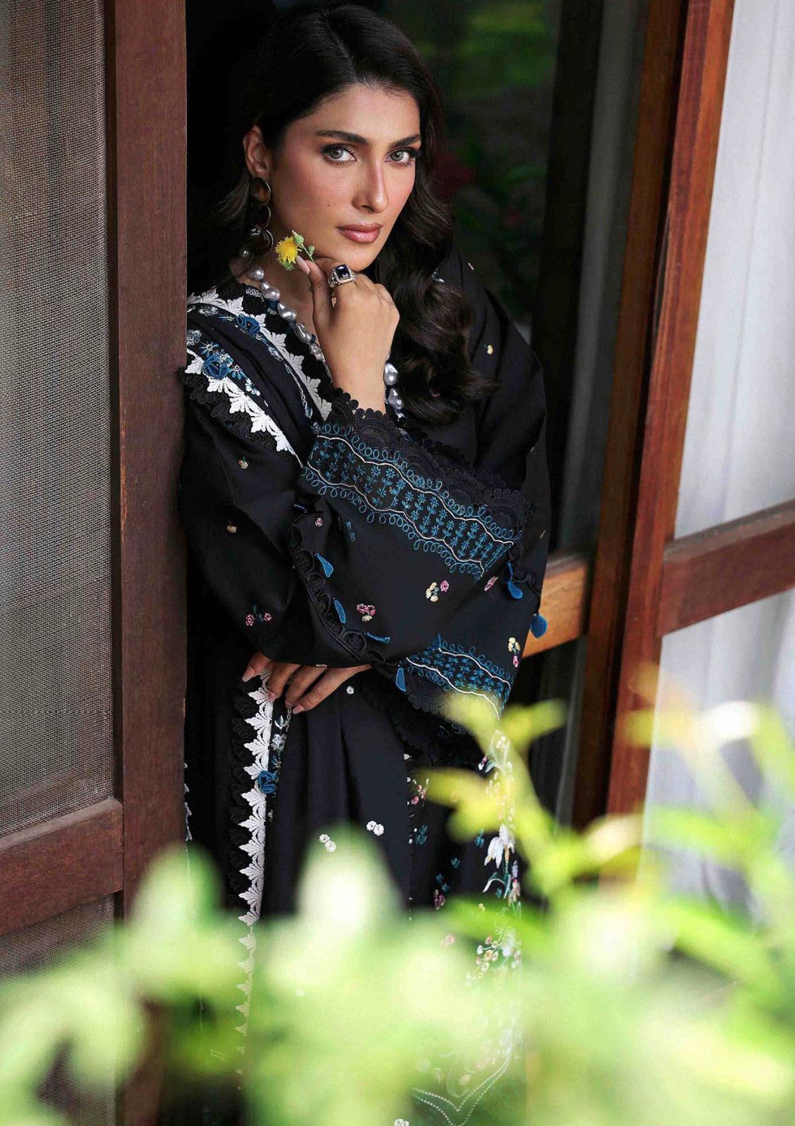 ZARA SHAJAHN-3PC Suite Embroidered shirt &plan trouser with Dhanak shawl Unstiched