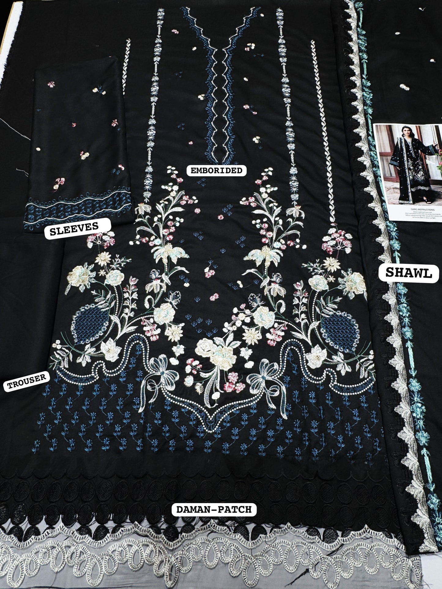 ZARA SHAJAHN-3PC Suite Embroidered shirt &plan trouser with Dhanak shawl Unstiched