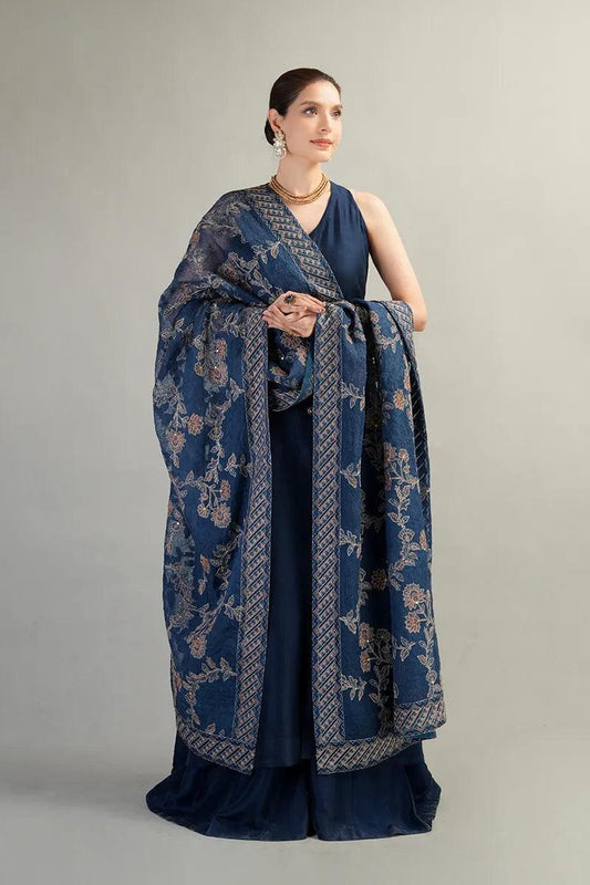 BREEZE-3PC Suite embroidered shirt & plan trouser with Embroidered shawl Unstiched