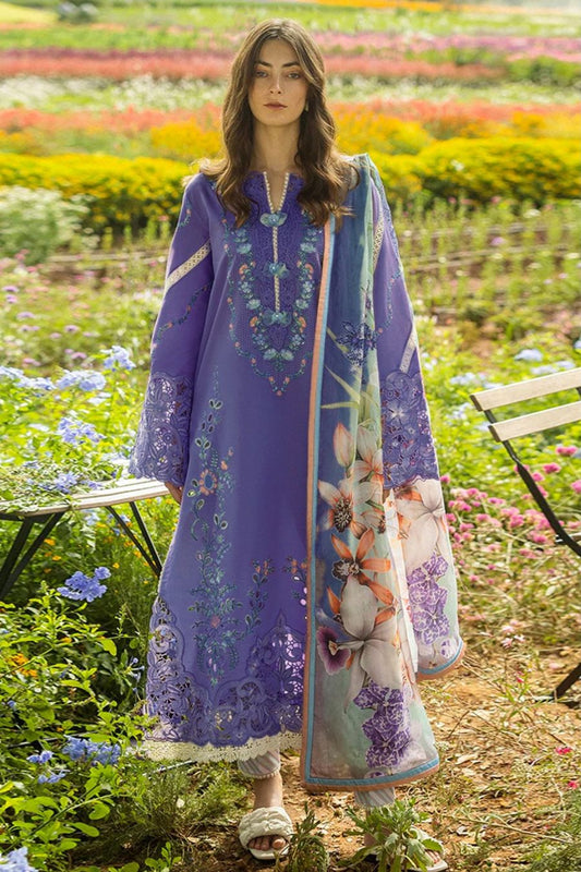 Musq-Embroidered shirt & printed wollen shawl with Plan trouser Unstiched