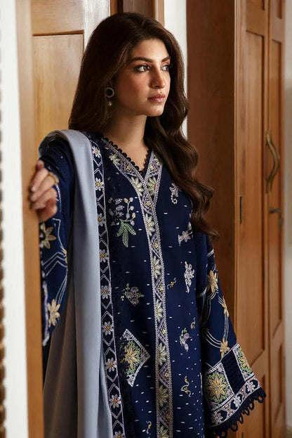Maria.B embroidered shirt &printed wollen shawl with plan trouser Unstiched