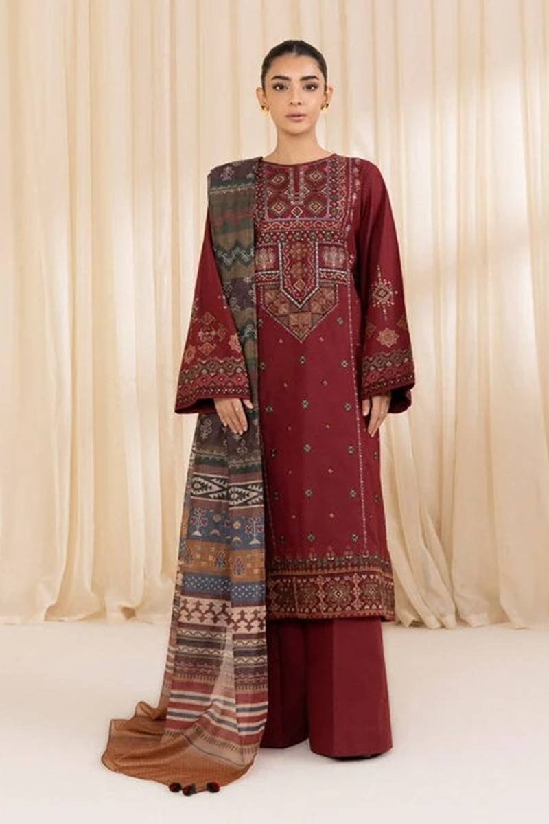 SAPPHIRE EMBROIDERED DHANAK 3PC UNSTICHED