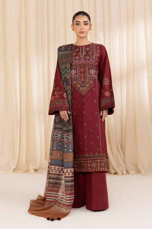 SAPPHIRE EMBROIDERED DHANAK 3PC UNSTICHED