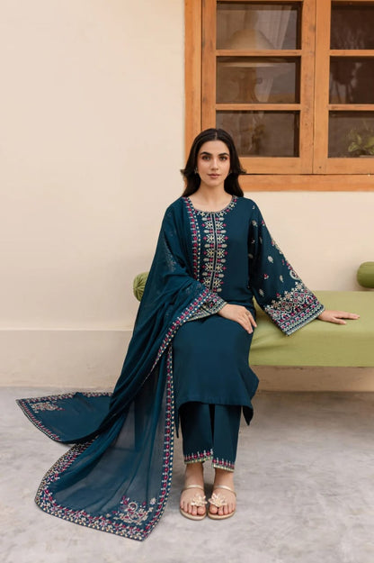 SAPPHIRE EMBROIDERED DHANAK 3PC UNSTICHED