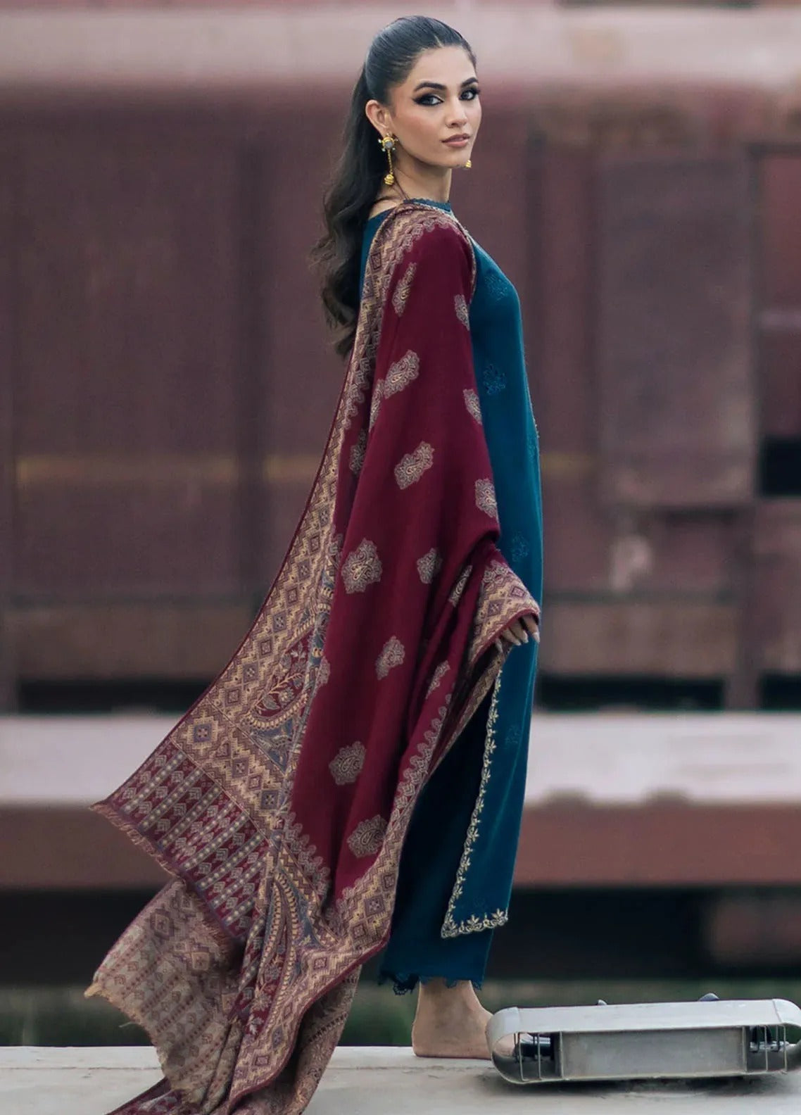 NAYYAB EMBROIDERED DHANAK 3PC UNSTICHED