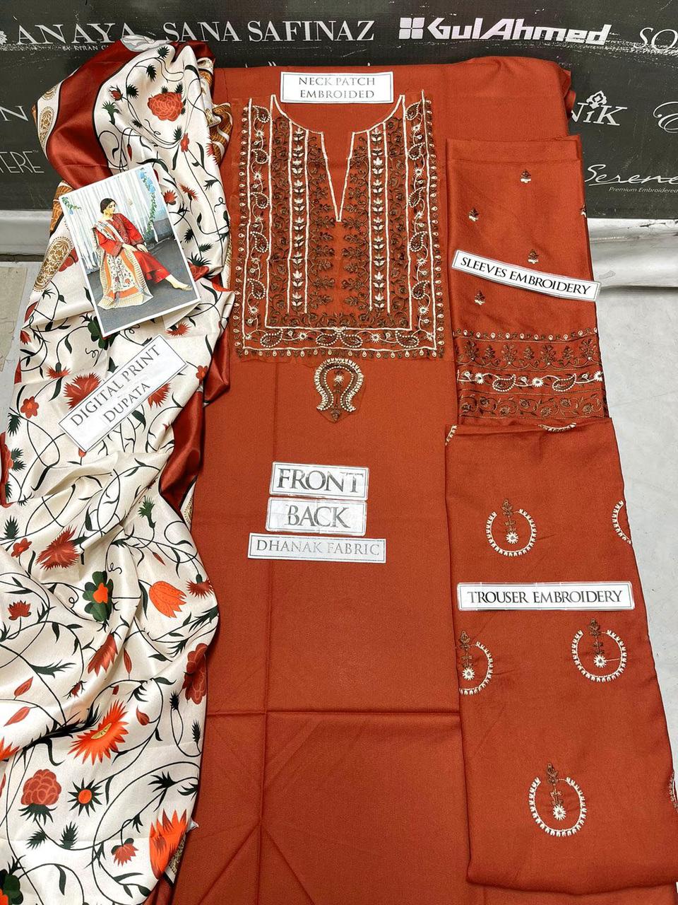 ASLING EMBROIDERED DHANAK 3PC UNSTICHED