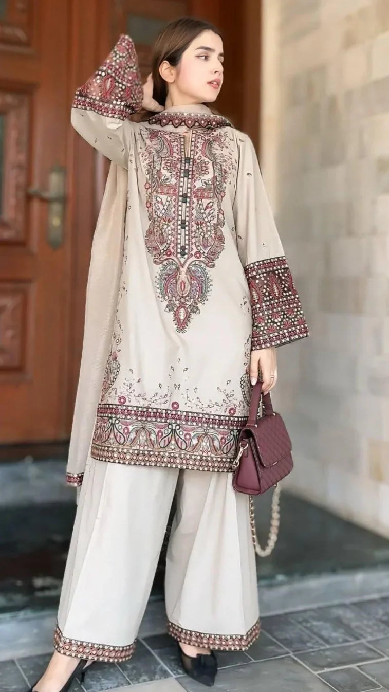 NISHAT EMBROIDERED LAWN 3PC UNSTICHED