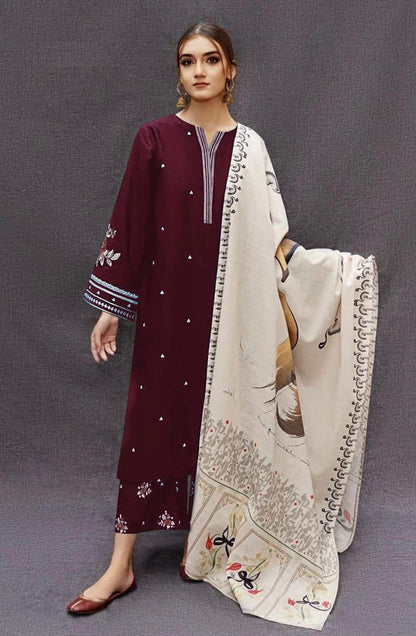URGE EMBROIDERED LAWN 3PC UNSTICHED