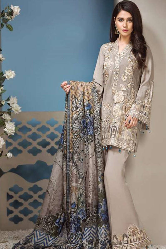 Anaya Dusky Rose Embroidered Dhanak Three Piece Winter Collection Unstiched