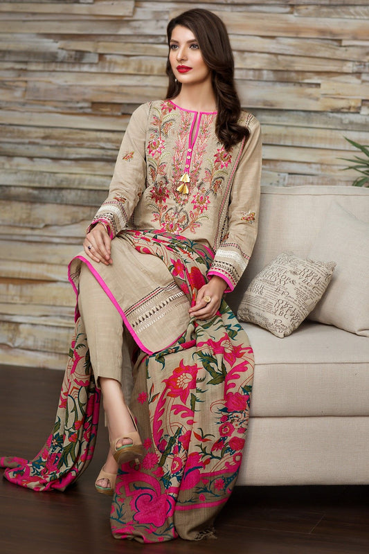 Khaadi 16701 Skin Dhanak Embroidered three piece Unstiched
