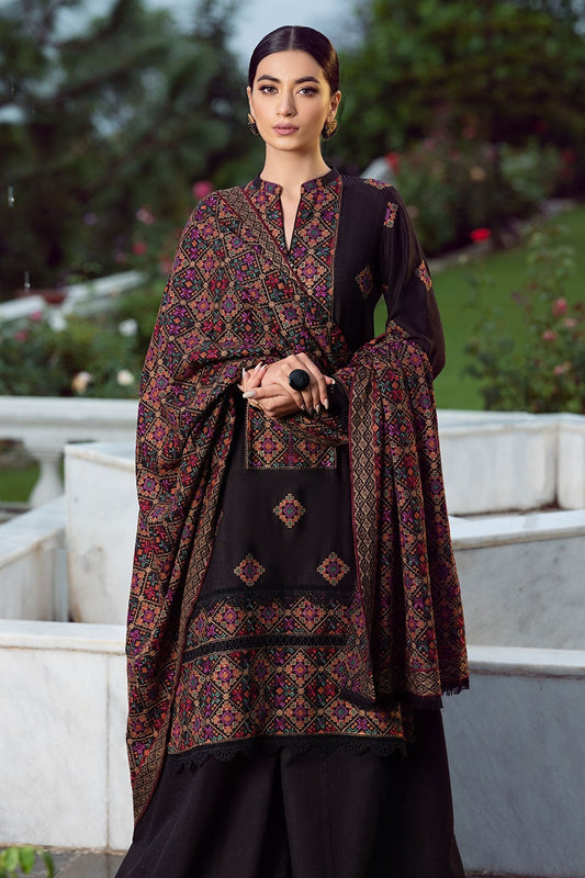 Bareeze FCC-707 Black Embroidered Dhanak Three Piece Winter Collection unstiched