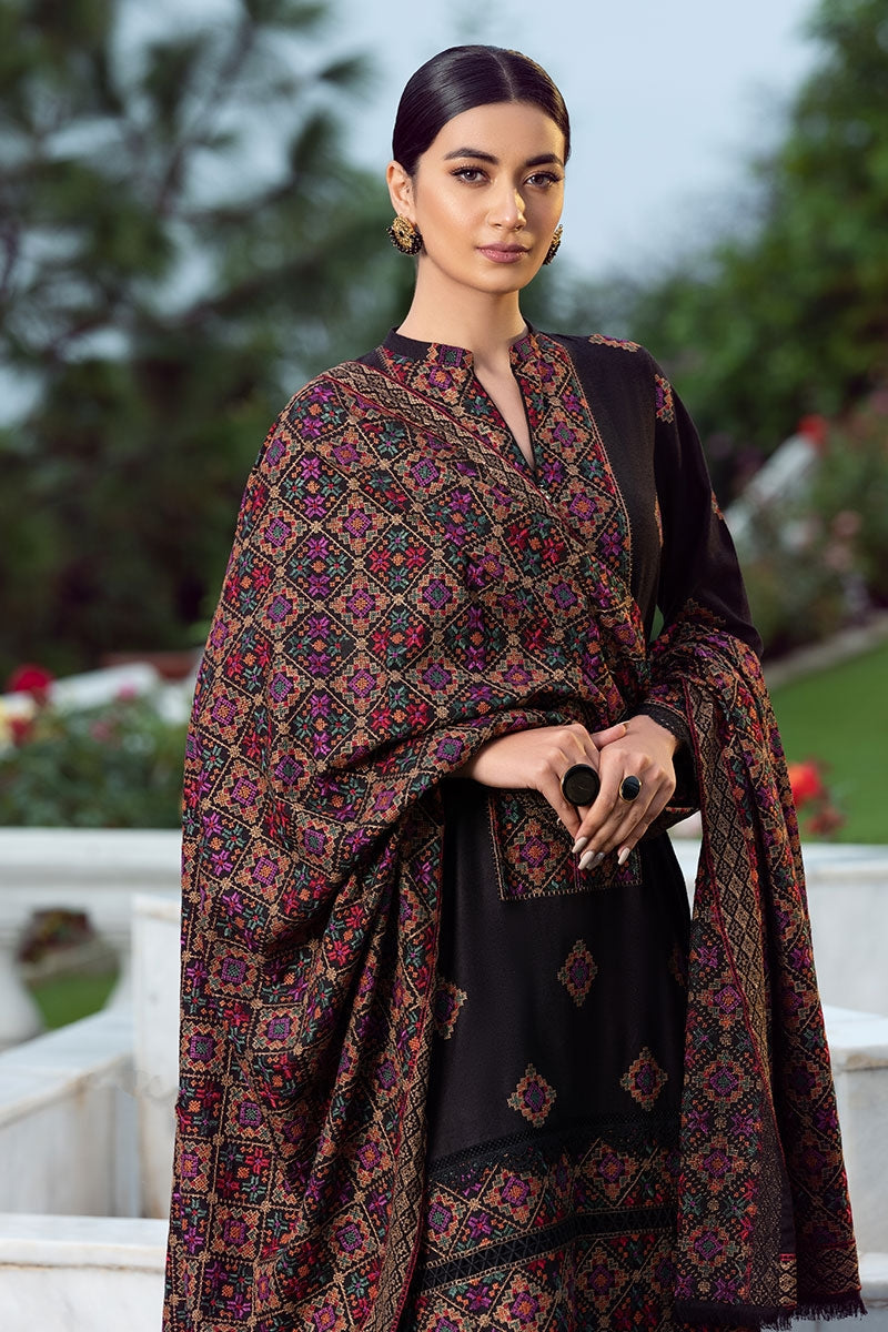 Bareeze FCC-707 Black Embroidered Dhanak Three Piece Winter Collection unstiched