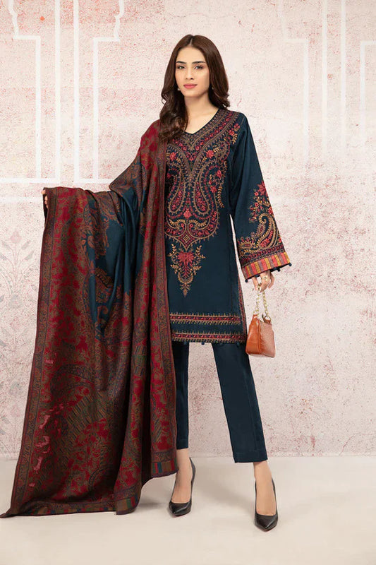 Qalamkar Embroidered Dhanak Three Piece QL-1022 Unstiched